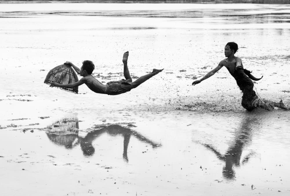 Flying Boy Fishing by Tran Van Truong — canvas wall art