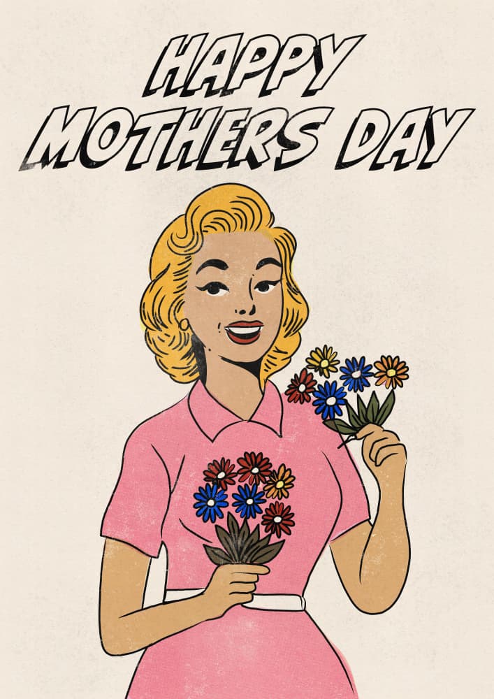 Retro Happy Mothers Day by Nicholas — canvas wall art