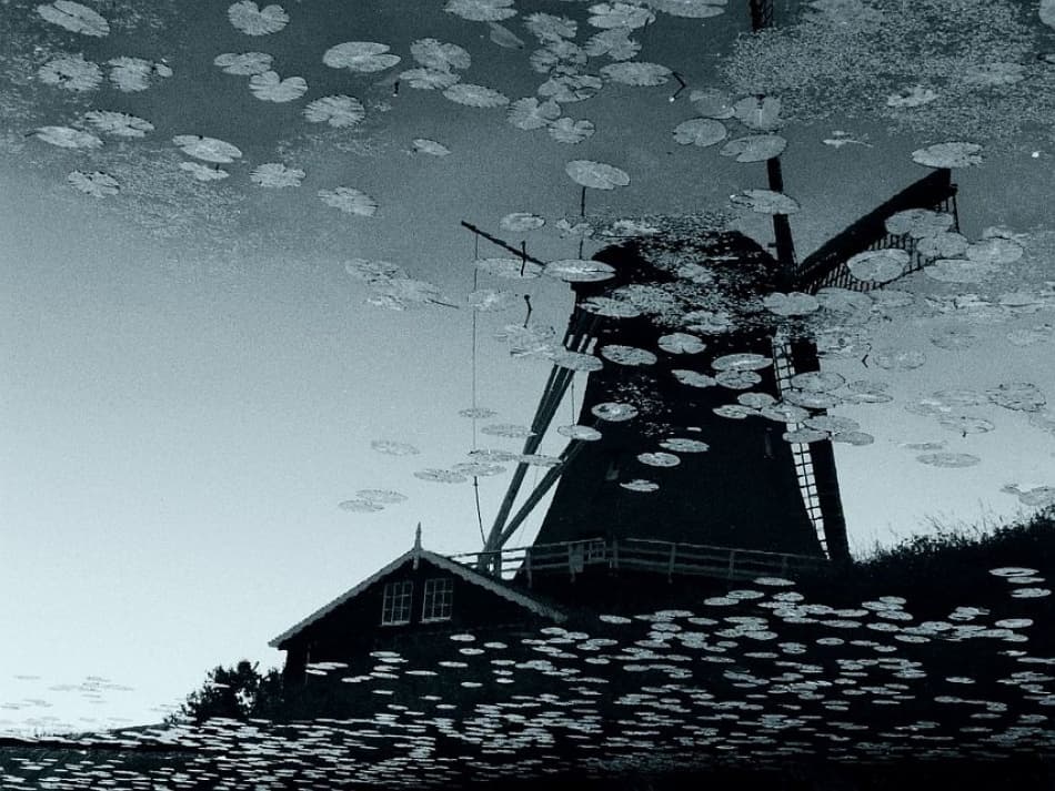 Tranquil Windmill Reflection by Nicoleta Gabor — canvas wall art