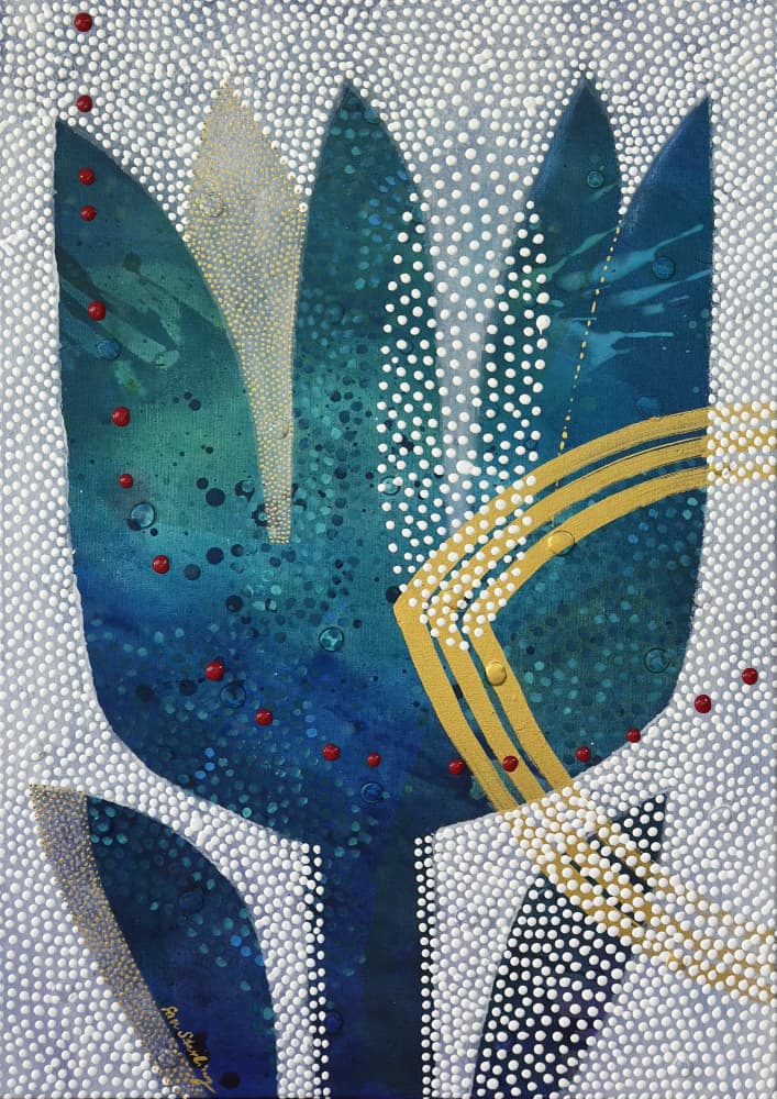 Abstract Teal Flower by SAN STARLING — canvas wall art