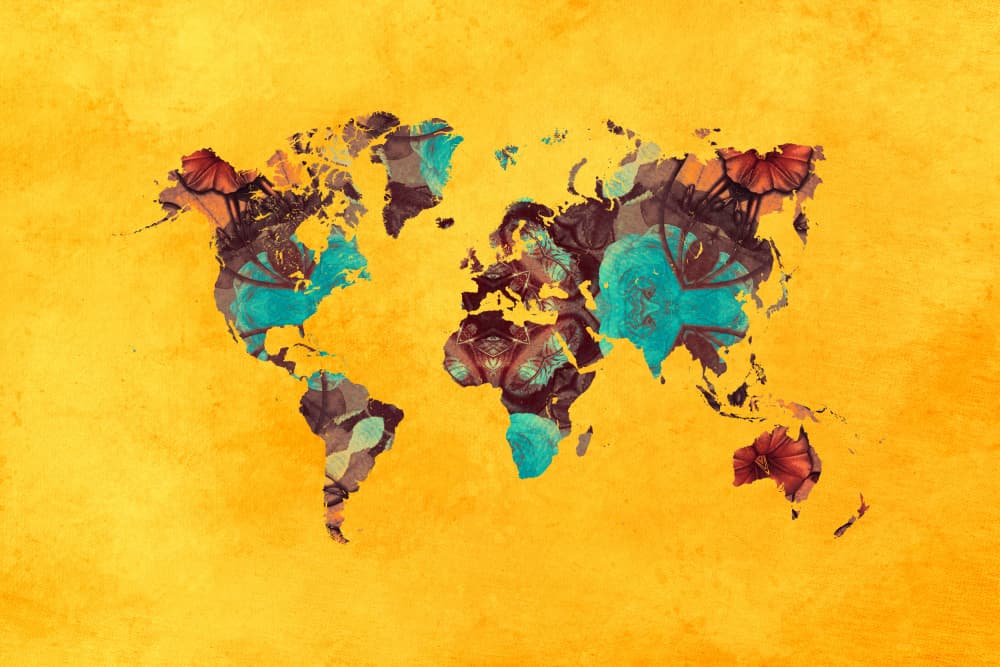 World Map Eyes by Justyna Jaszke — canvas wall art