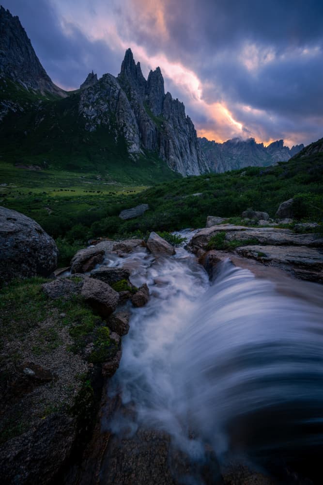 Mountain River Twilight by Chao Feng 天馬 — canvas wall art