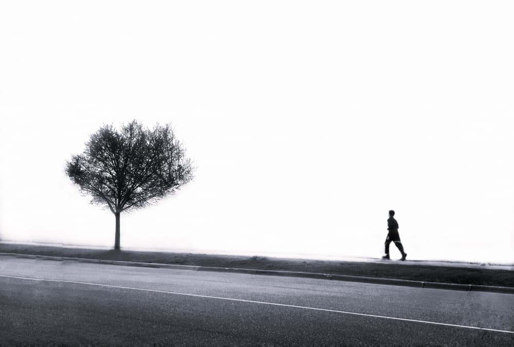 Lone Figure Lone Tree by Jasmine Zhang — canvas wall art