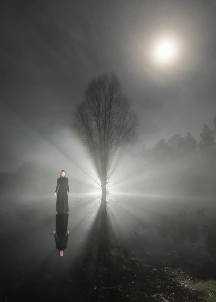 Moonlit Misty Figure by Leszek Paradowski — canvas wall art