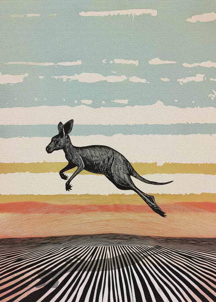 Dynamic Desert Kangaroo by Pictufy Studio IV — canvas wall art