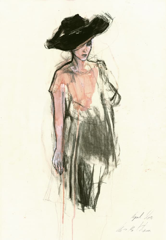 Chic Hat Fashion Sketch by Ute Rathmann — canvas wall art