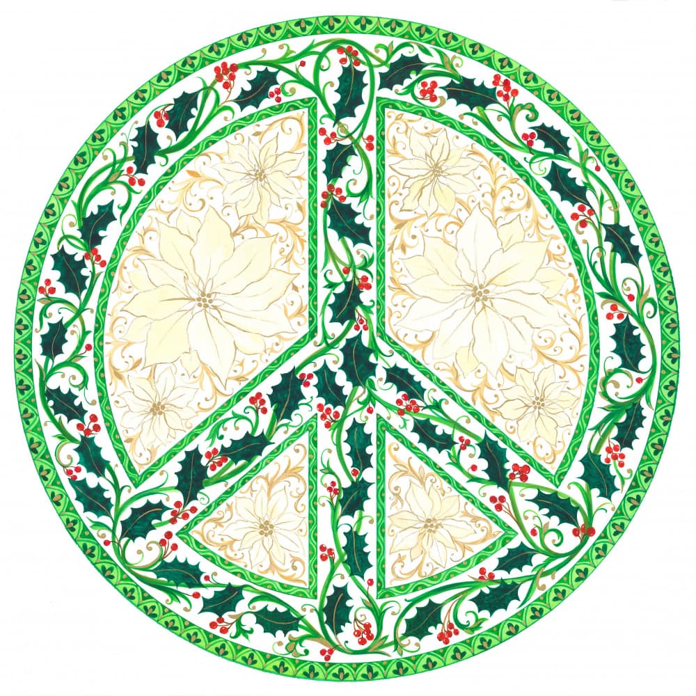 Peace Holly and Ponsettias by Isabelle Brent — canvas wall art