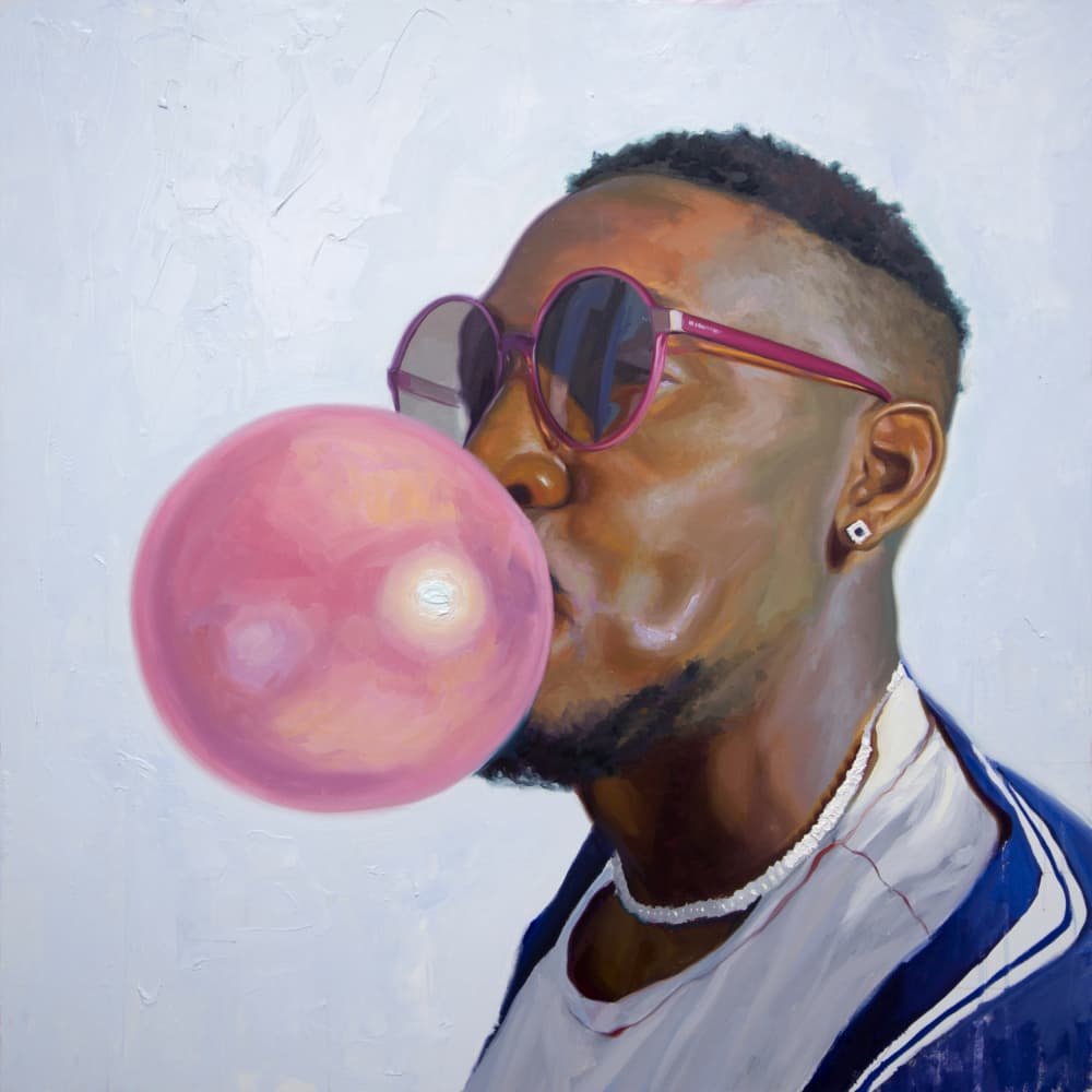 Stylish Bubblegum Portrait by Alexander Grahovsky — canvas wall art
