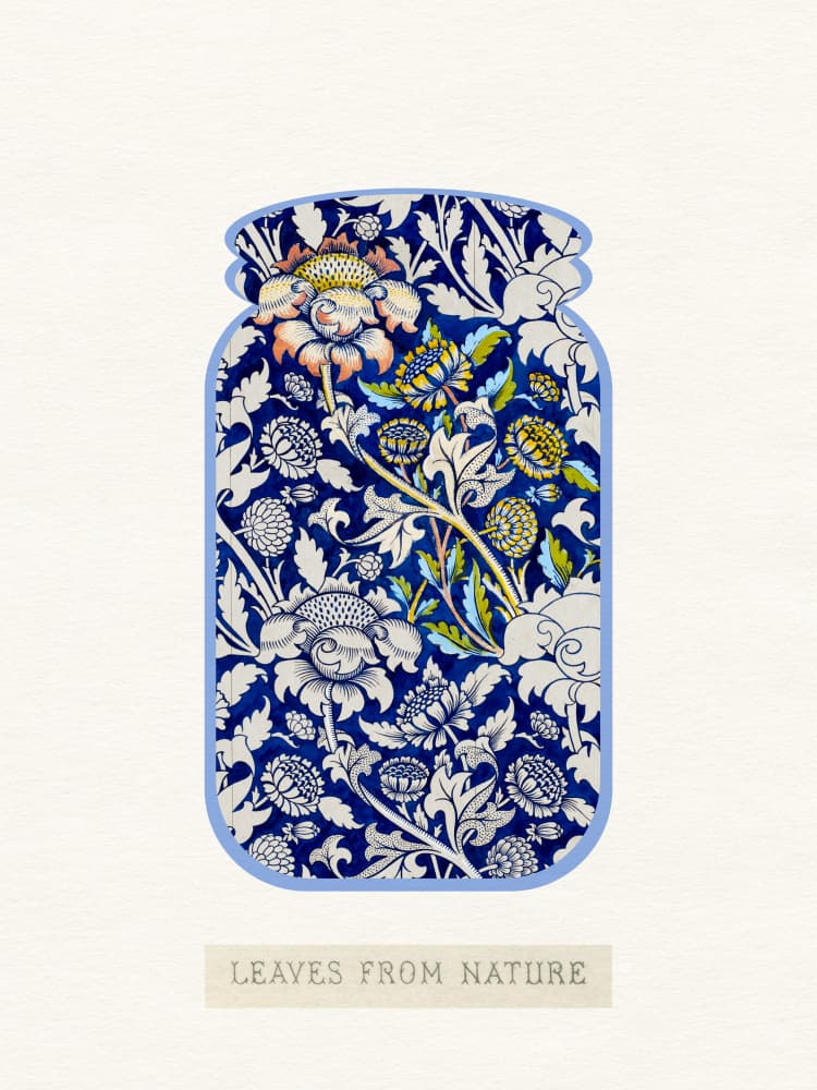 Indigo Floral Jar by Wild Violets — canvas wall art