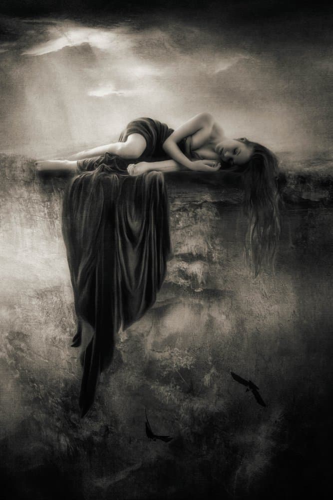 Melancholy Cliff Slumber by Charlaine Gerber — canvas wall art