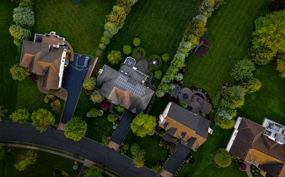 Modern Suburban Rooftops by Kenneth-Wei Zeng — canvas wall art