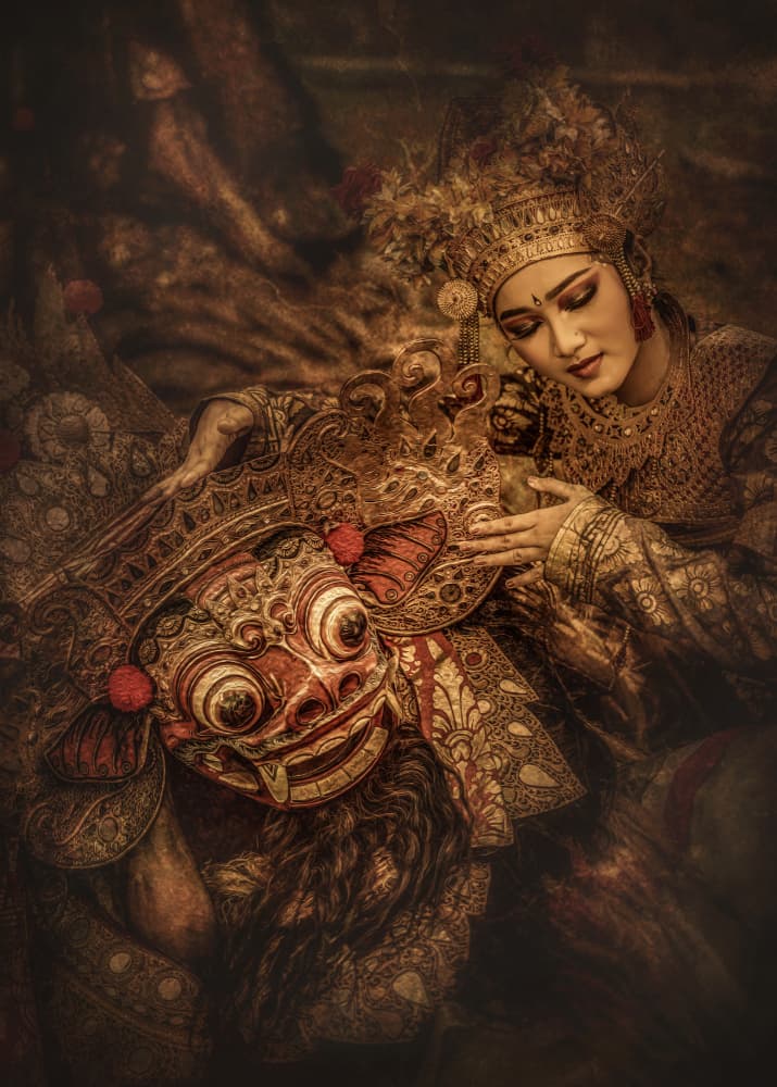 Balinese Dancer and Mask by Ajar Setiadi — canvas wall art