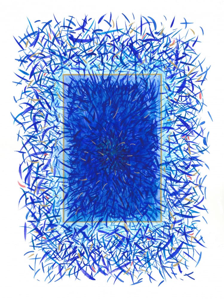 Vibrant Blue Hues And Dynamic Brushstrokes by Isabelle Brent — canvas wall art