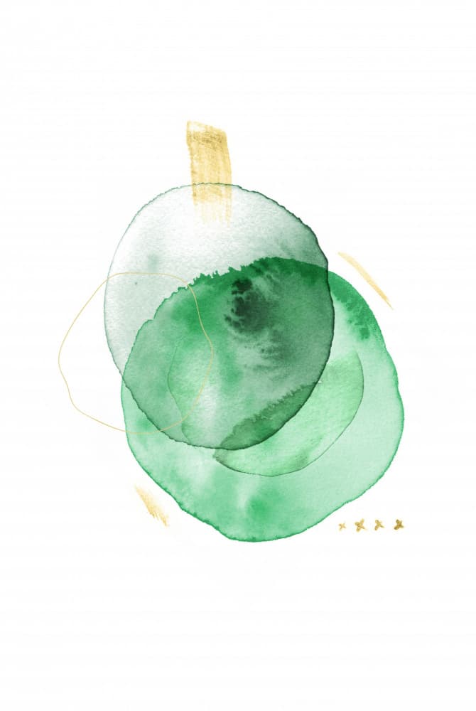 Watercolor Green Gold Abstract by Fabiana Silveira — canvas wall art