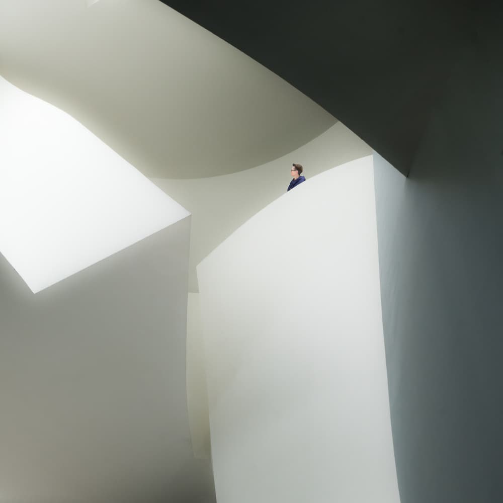 Figure In Curved Architecture by Luc Vangindertael (laGrange) — canvas wall art