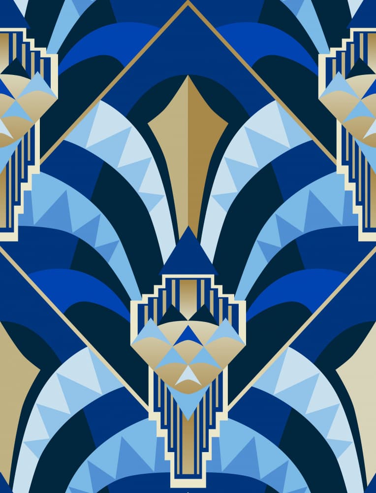 Art Deco Blue Gold by Annick — canvas wall art