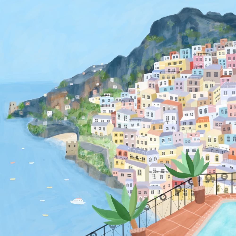 Amalfi Coast Village by Carla Daly — canvas wall art