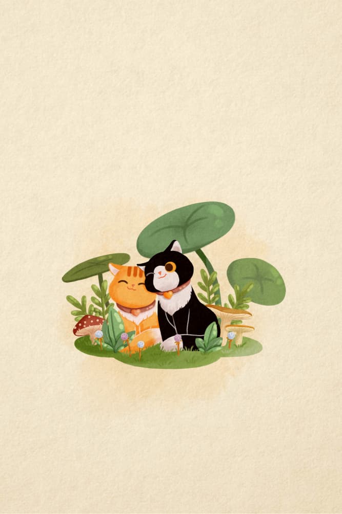 Cuddling Forest Cats by Xuan Thai — canvas wall art