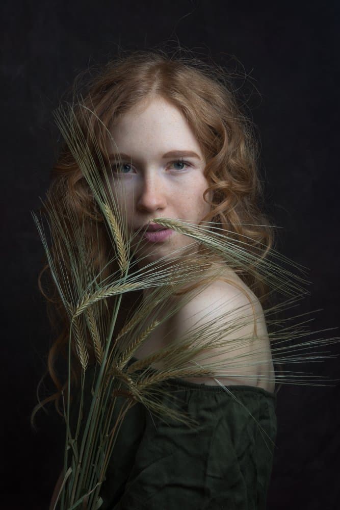 Red Hair and Wheat by Ruth Franke — canvas wall art