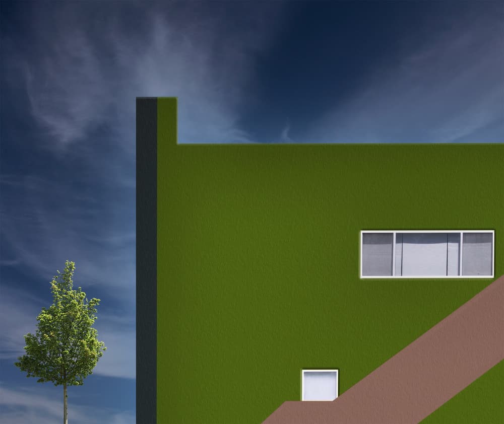 Geometric Green Building by Roxana Labagnara — canvas wall art