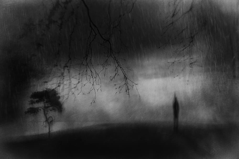 Solitary Figure Rainy Landscape by Gustav Davidsson — canvas wall art
