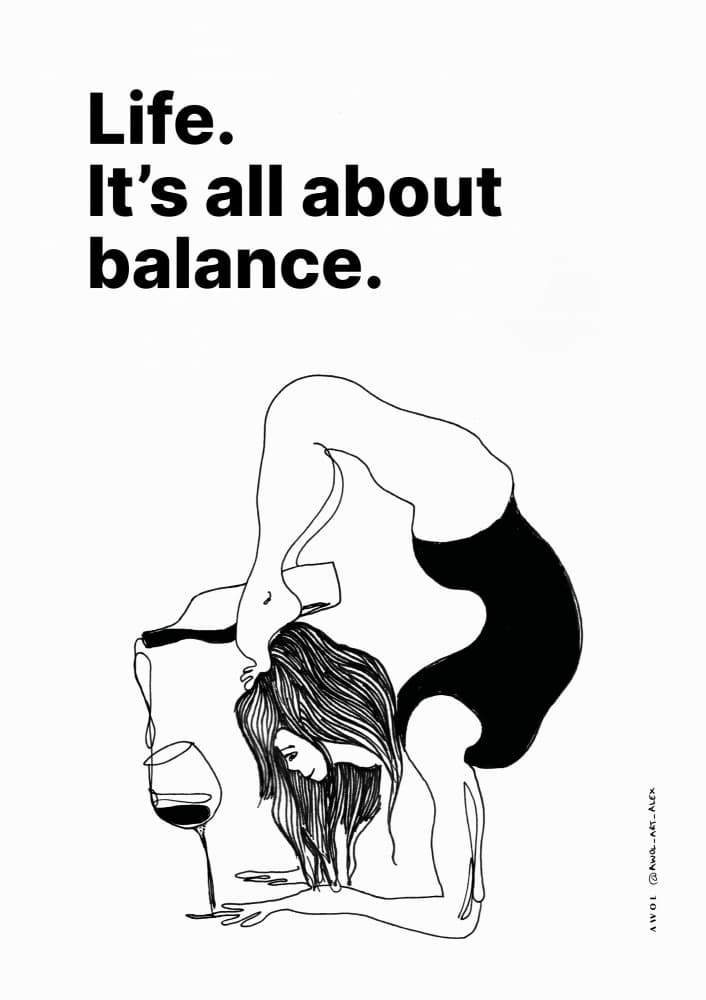 Yoga Wine Balance by Awol Art Alex — canvas wall art