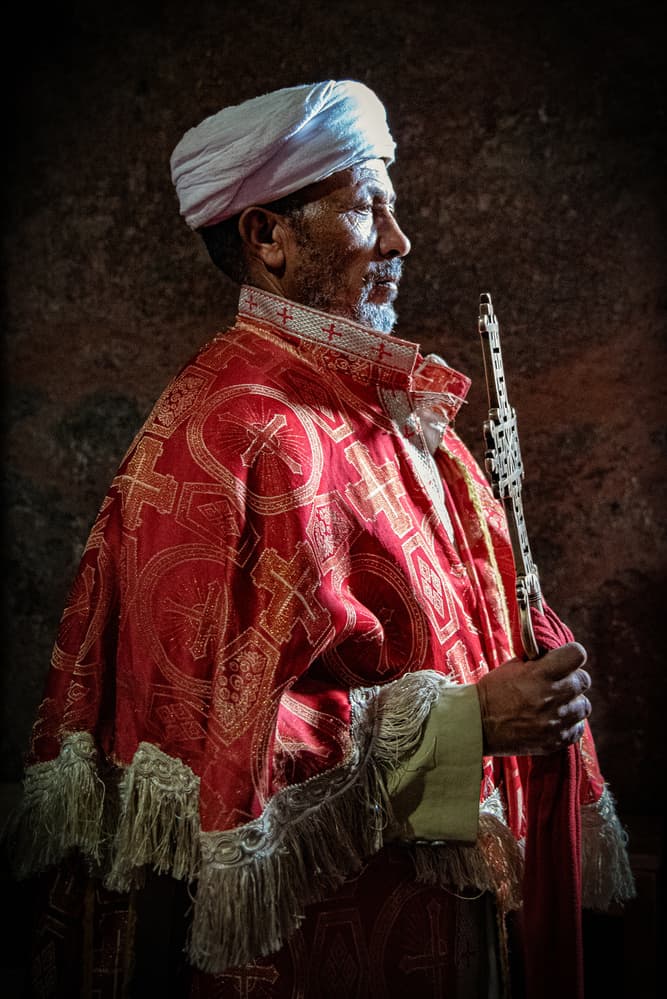 Ethiopian Priest Profile by Linda Wride — canvas wall art