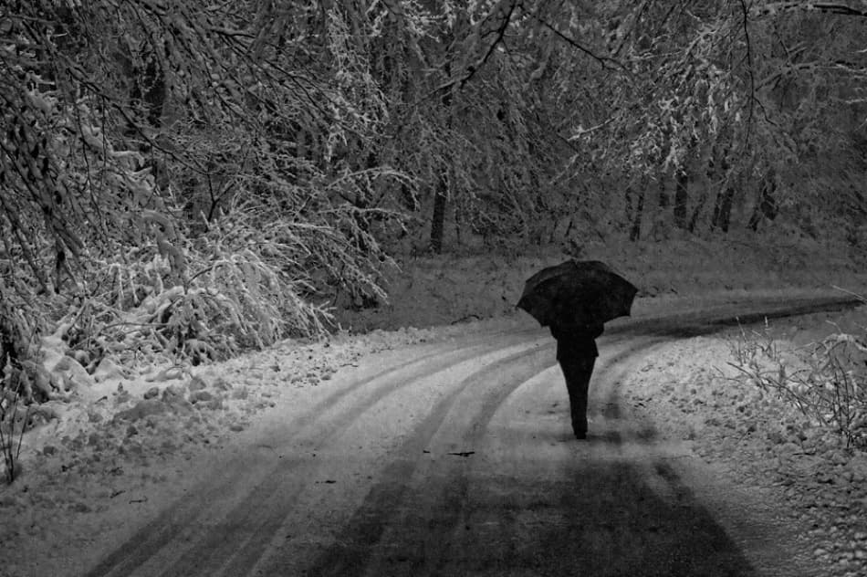 Snowy Path Walker by Jure Kravanja — canvas wall art