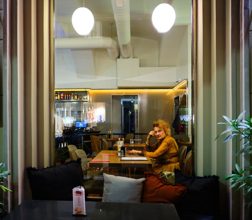 Thoughtful Woman Cafe Window by Julien Oncete — canvas wall art