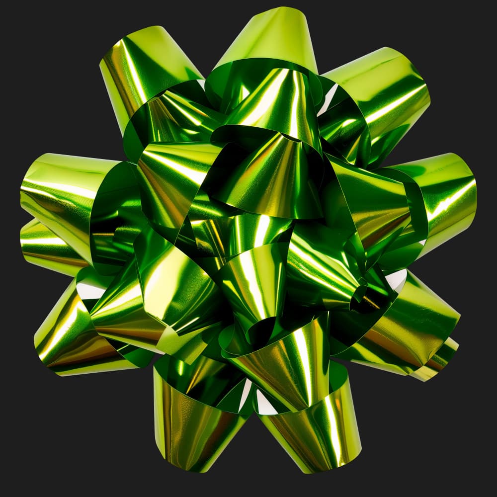 Vibrant Green Gift Bow by Marika Barsrsind β canvas wall art