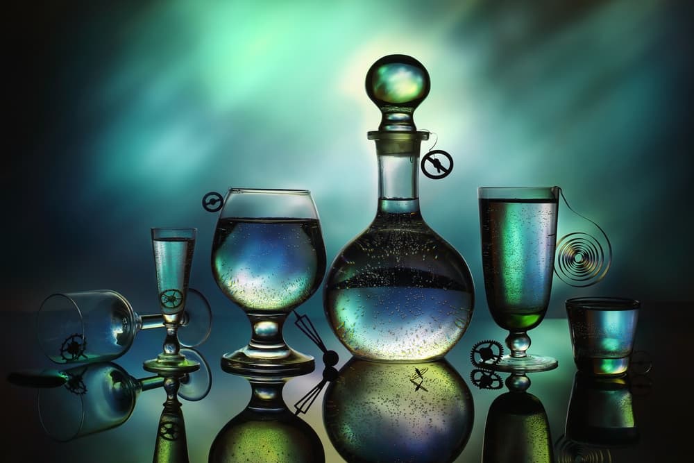 Luminous Teal Glassware by Victoria Glinka — canvas wall art
