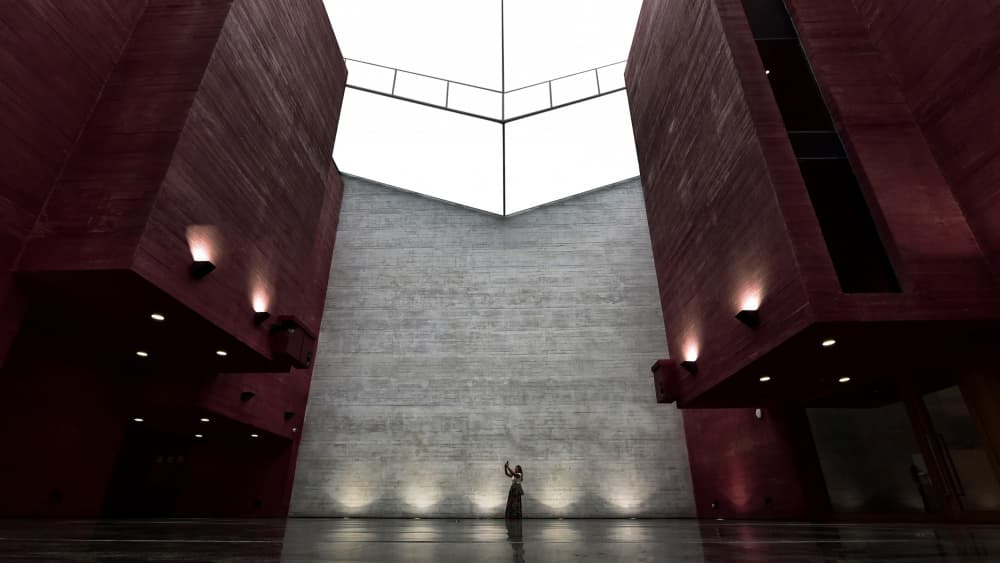 Lone Figure Modern Architecture by Jorge Pimenta — canvas wall art