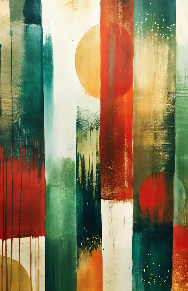 Abstract Circles and Stripes by Miguel Bruzual — canvas wall art