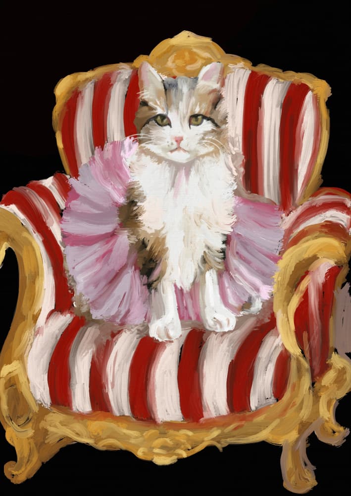 Regal Kitten in Tutu by Josie George — canvas wall art