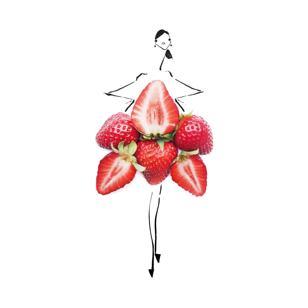 Strawberry Fashion Sketch by Gretchen Roehrs — canvas wall art