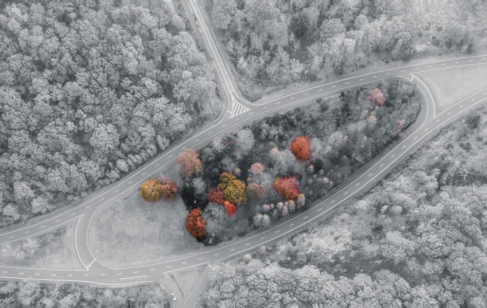 Vibrant Fall Interchange by Wei (David) Dai — canvas wall art