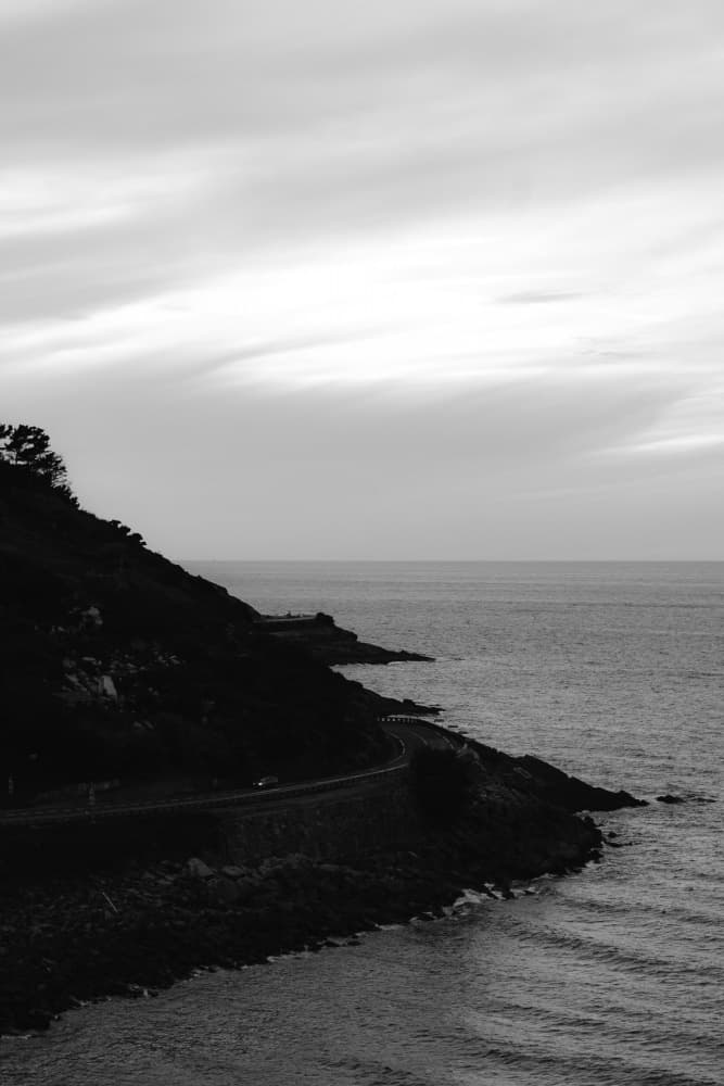 Monochrome Coastal Road by Aimee Giles — canvas wall art