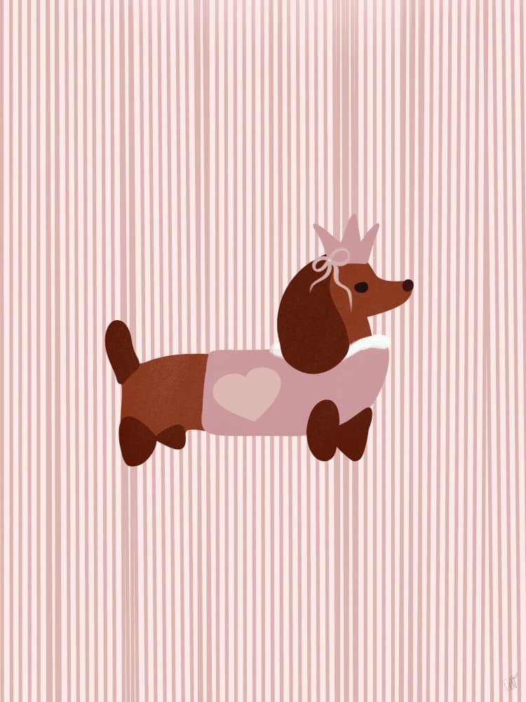 Cute Dachshund Princess by Anne-Marie Volfova — canvas wall art