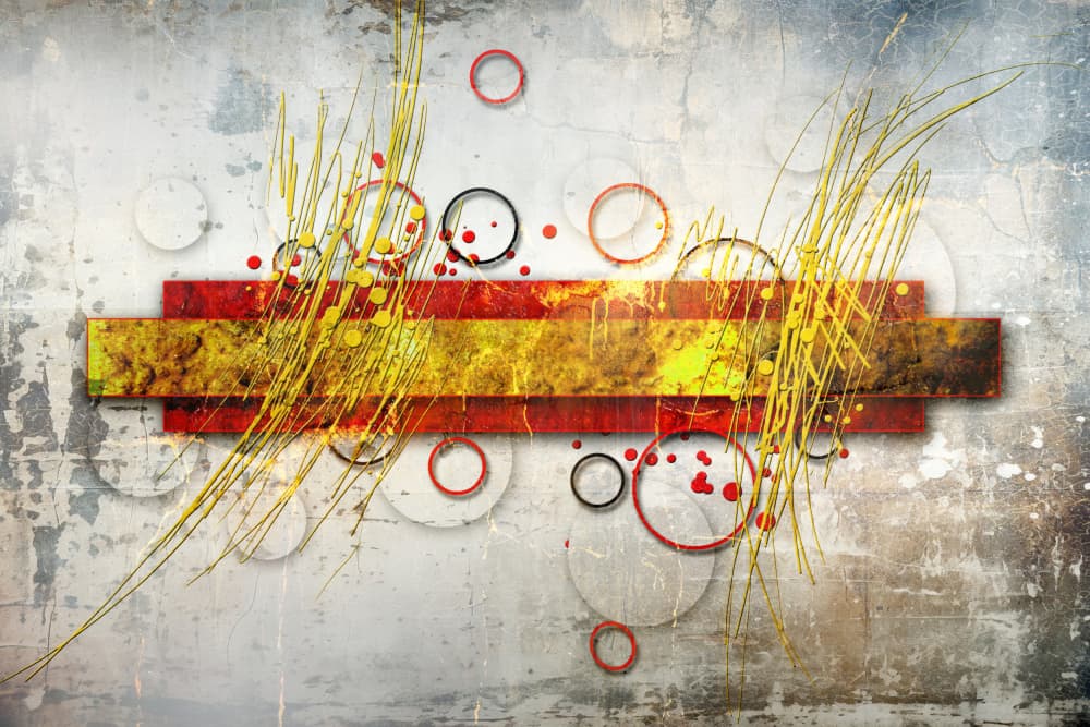 Vibrant Grunge Red Gold by Rafal Kulik — canvas wall art