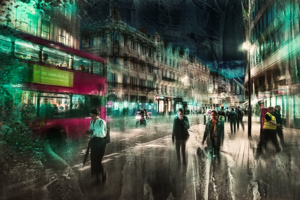 London Street At Night by Nicodemo Quaglia — canvas wall art