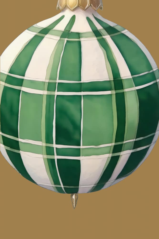 Green Plaid Christmas Ornament by casa cartissi — canvas wall art