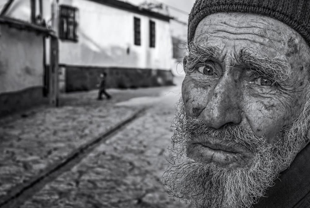 Old Man Street Portrait by durmusceylan — canvas wall art