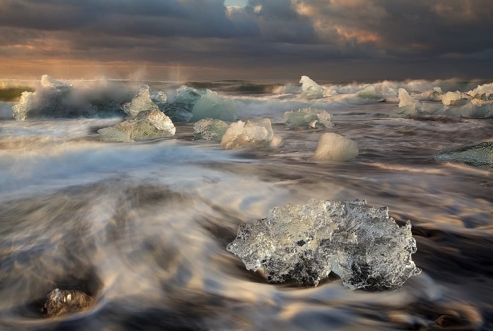 Golden Light Ice Beach by Fiorenzo Carozzi — canvas wall art