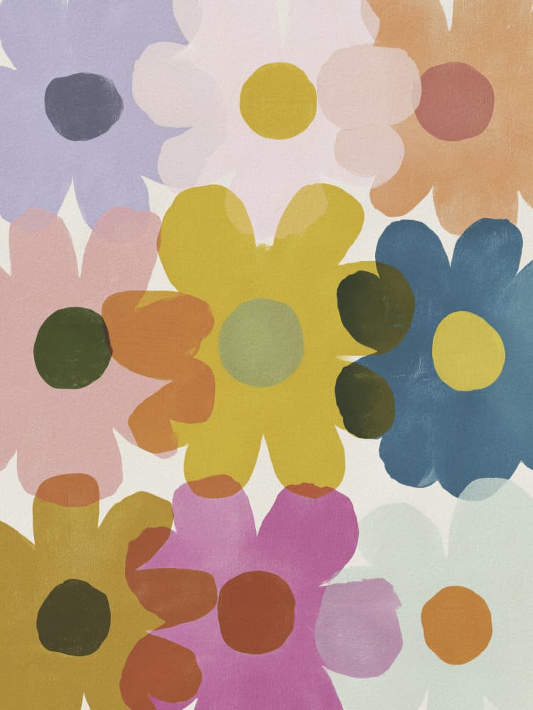 Colorful Abstract Flowers by Andreas Magnusson — canvas wall art