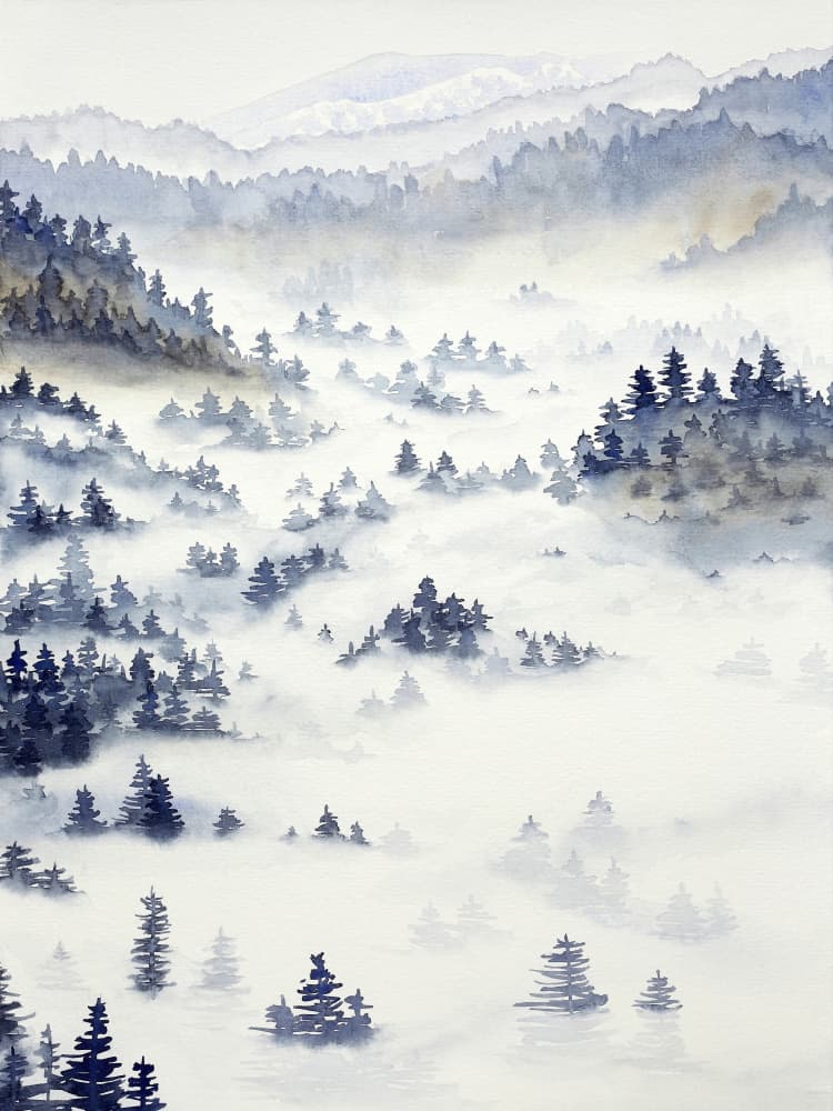 Misty Mountain Forest by Natalie Bruns — canvas wall art
