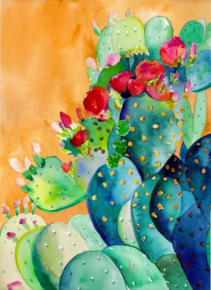 Vibrant Prickly Pear by Christine Lindstrom — canvas wall art