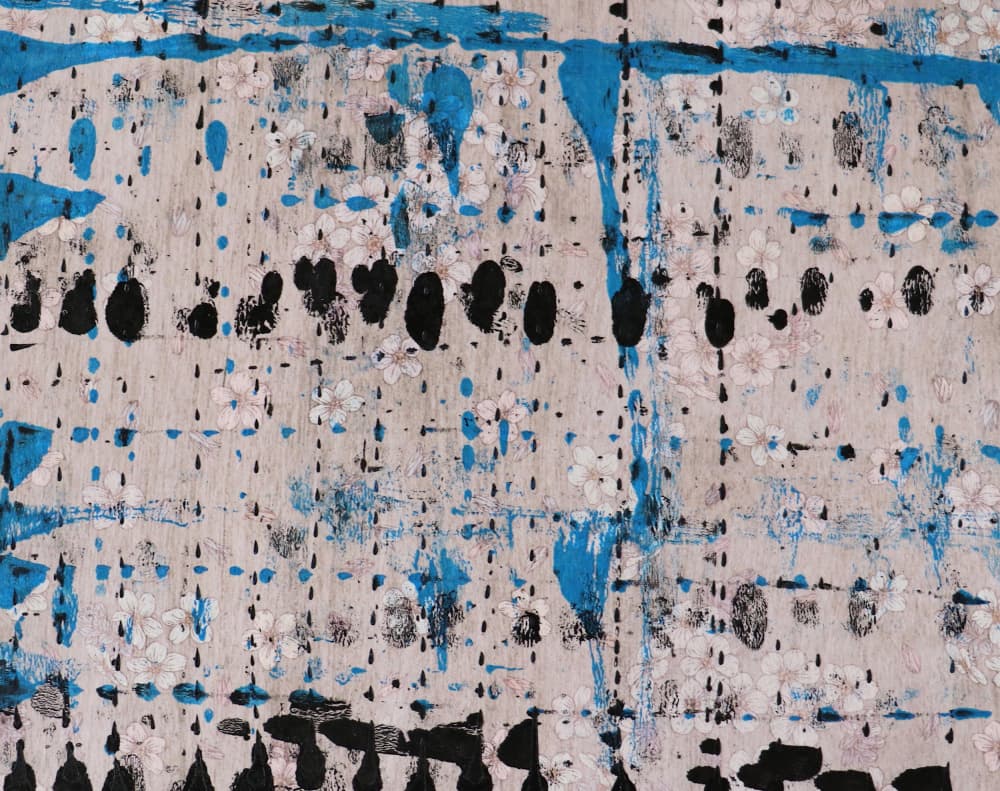 Abstract Blue Floral Drips by Santhosh ch — canvas wall art