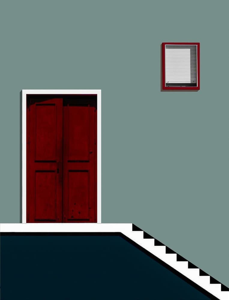 Minimalist Red Doorway by Arnon Orbach — canvas wall art
