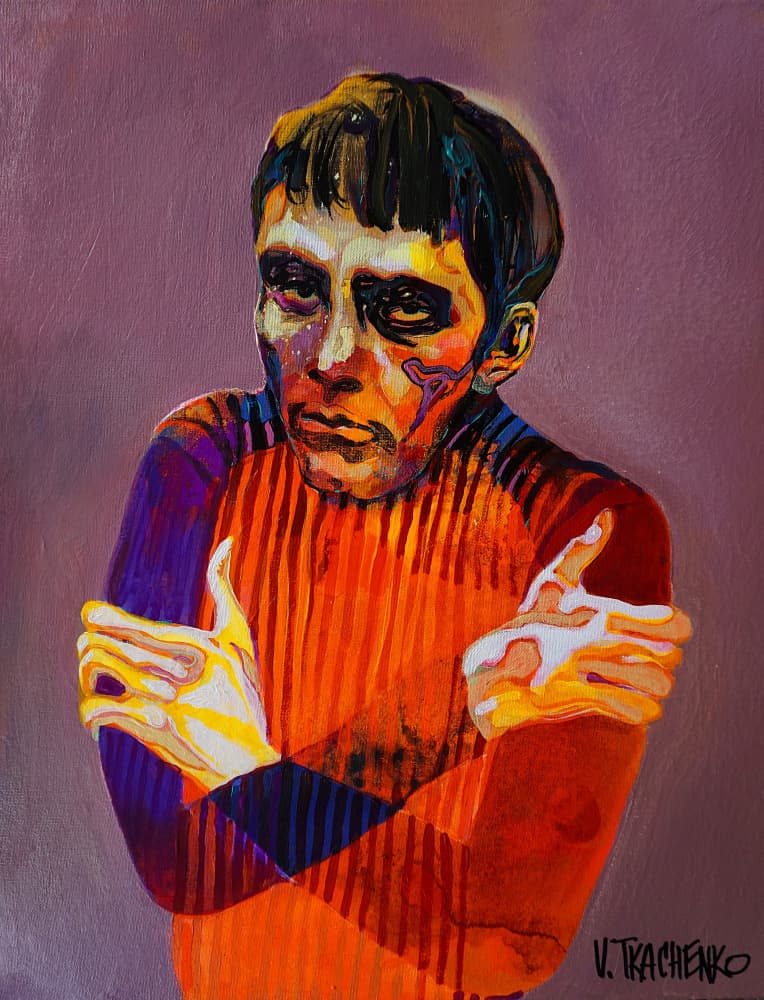 Colorful Emotional Portrait by Victor Tkachenko — canvas wall art
