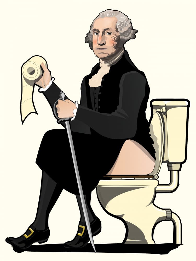 George Washington On Toilet by In The Washroom — canvas wall art